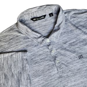 Travis Mathew Polo Mens 2XL White Short Sleeve Mesh Geometric pattern Shirt
